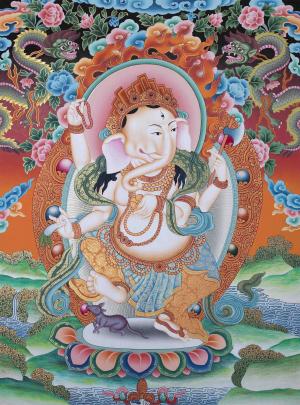 Original Hand painted Ganesh Thangka | Ganesha thangka painting